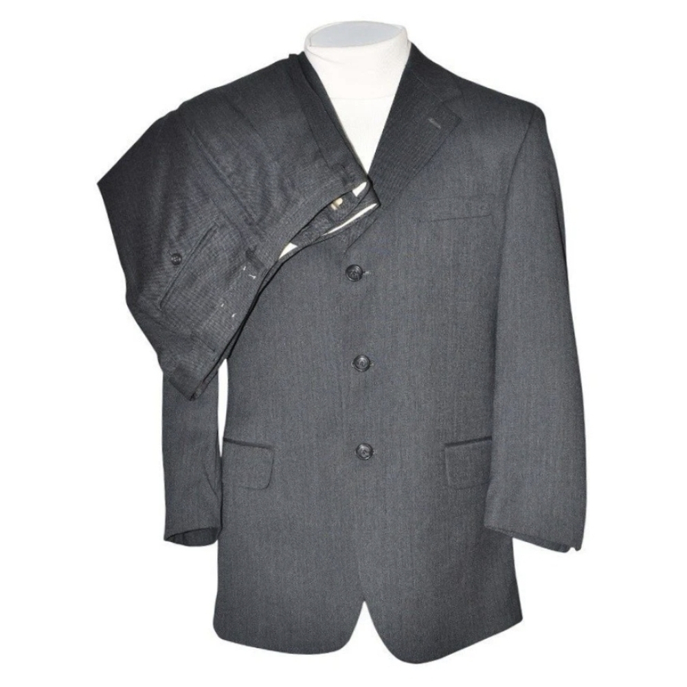 Jones New York 2pc Charcoal Wool Cashmere Blazer & Pants Suit Mens 40R 34x 28W